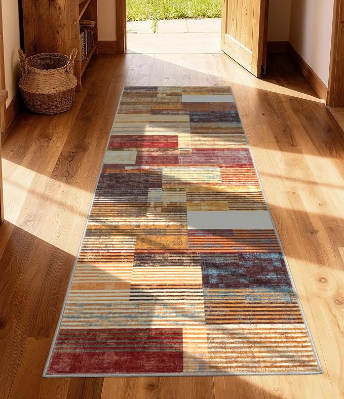 YIHOUSE Brown Runner Rug 2x6 for Hallway, Farmhouse Rugs Washable, Vintage by YIHOUSE