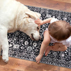 Vintage Floral 3x5 Rug, Thin Printed Faux Wool Low-Pile Kitchen Rugs Super Soft - Image 7