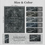 Dark Distressed Washable Area Rugs 9x12 Living Room, Washable Non Slip Low Pile - Image 2