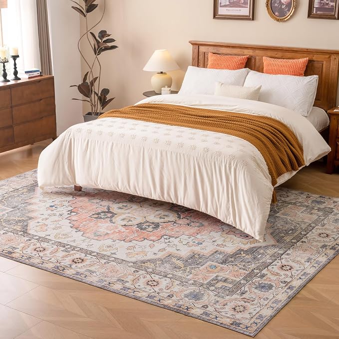 VK VK·LIVING Machine Washable Rug 6'x9' Vintage Design Washable Area Rugs - Image 7