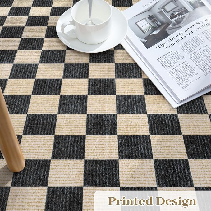 LIVEBOX 8x10 Area Rugs for Living Room, Checkered Non-Slip Washable Rugs - Image 5