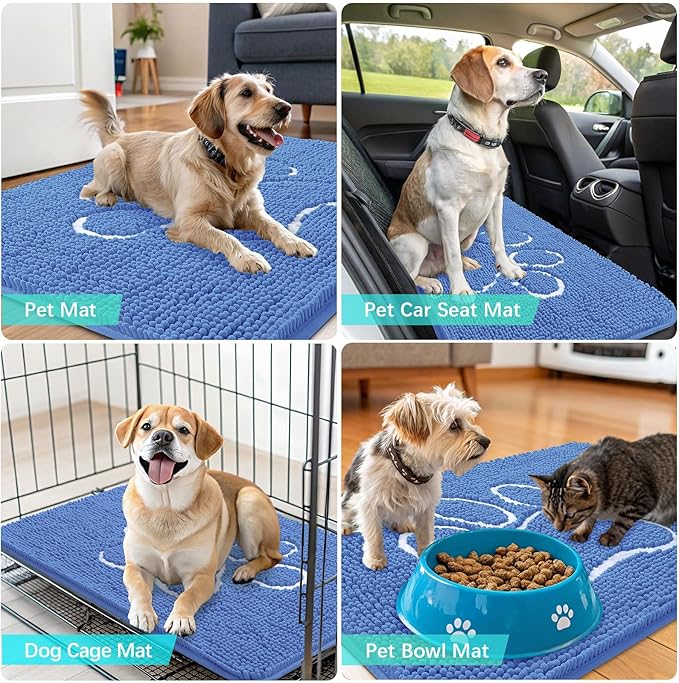 OLANLY Dog Door Mat for Muddy Paws 48x30, Paw Print Design, Absorbs Moisture - Image 7