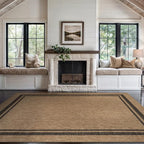 Beverly Rug Easy Jute Bordered Rug 10x14 Washable Large Indoor Outdoor Area Rugs by BeverlyRug