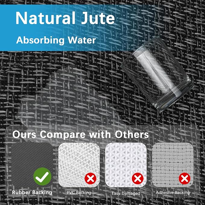 7ft Jute Kitchen Mats for Floor, Water Absorbent Long Kitchen Rug Rubber Backed - Image 5