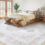 Area Rug 10x14 Living Room Rug, Machine Washable Vintage Distressed Medallion - Image 3