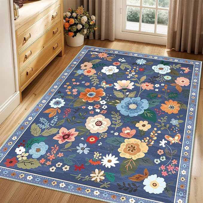 Floral 3x5 Area Rug Machine Washable Soft Print Boho Carpet Non Slip Doormat - Image 8