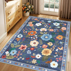 Floral 3x5 Area Rug Machine Washable Soft Print Boho Carpet Non Slip Doormat - Image 8