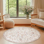 jinchan Kalen Round Rug 4ft Area Rug Washable Vintage Indoor Retro Accent - Image 2