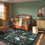 Floral Boho 5x7 Area Rugs for Living Room, Botanical Black Washable Bedroom Rug - Image 2