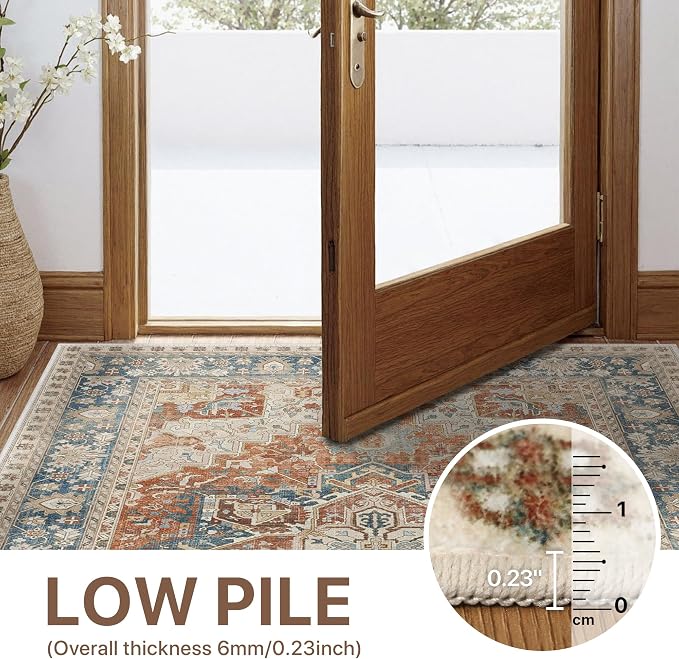 GENIMO 5X7 Area Rugs for Living Room, Machine Washable Vintage Floor Cover - Image 6