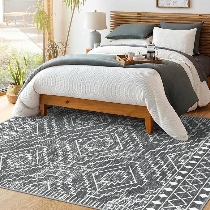 Wonnitar Moroccan 5x7 Washable Rug, Large Grey Area Rug - Image 6