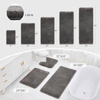 Bathroom Rugs 24x48 Non Slip Dark Grey Fluffy Bath Mat - Image 2