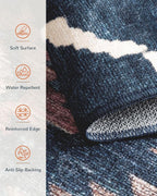 Area Rug 2x6 Rug Machine Washable Non-Slip Low Pile Print Pattern Western Rug - Image 3