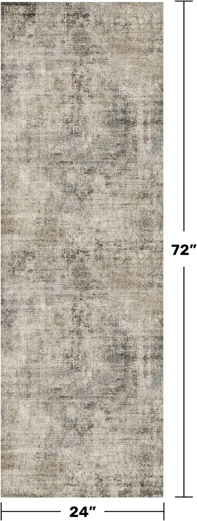 2x6 Hallway Runner Rugs Non Slip, Washable Dark Blue and Gray Rug - Image 2