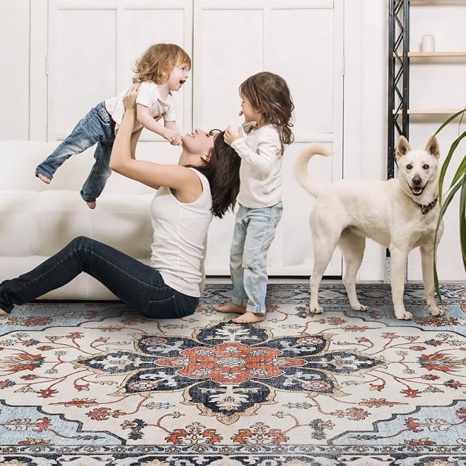 Washable Rugs 5x7 Area Rugs for Living Room, Thin Carpet for Bedroom, Soft Faux - Image 5