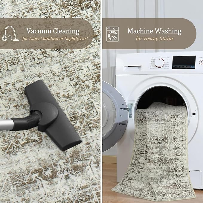 Morebes Vintage Long Bathroom Runner Rug, Washable Entryway Rugs Indoor Non Slip - Image 5