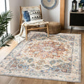 Area Rug 4×6, Vintage Boho Rug, Ultra-Soft Low Pile, Non Slip, Stain Resistant by DomitapisRug