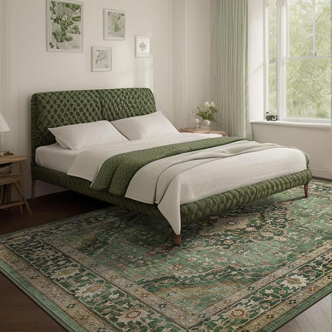 Deerly Green Rug 8x10 Area Rug for Living Room Bedroom Washable Rugs Large Boho - Image 3