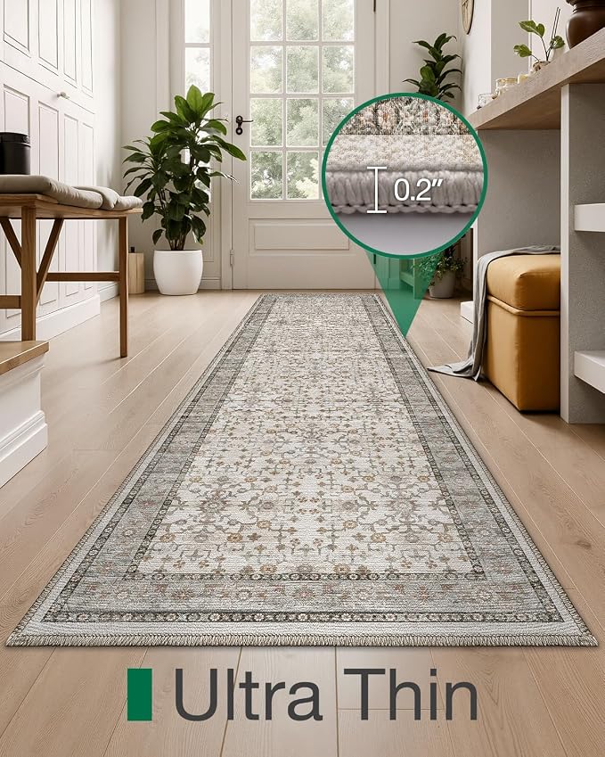 LUMI Washable Kitchen Rug, 23x59 Non-Slip Indoor Hallway Runner, Soft Low Pile - Image 3