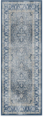 RUGGABLE Washable Vintage Runner Rug – Kamran Admiral Blue 2.5x7, - Image 2