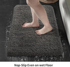 Bathroom Rugs 24x48 Non Slip Dark Grey Fluffy Bath Mat - Image 4