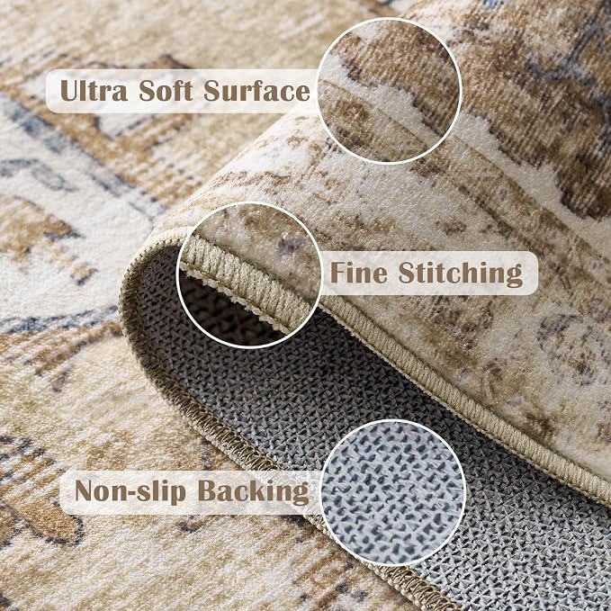 jinchan Kelda Runner Rug 3x8 Washable Rug Soft Hallway Runner Indoor Vintage - Image 3
