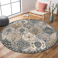 Lahome Moroccan Trellis Round Area Rugs, Washable Small Round Rug 3ft Non-Slip by Lahome