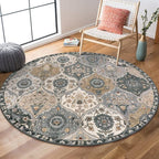 Lahome Moroccan Trellis Round Area Rugs, Washable Small Round Rug 3ft Non-Slip by Lahome