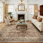 8x10 Washable Area Rug for Living Room Bedroom Rust Vintage Distressed Rustic by WondRg