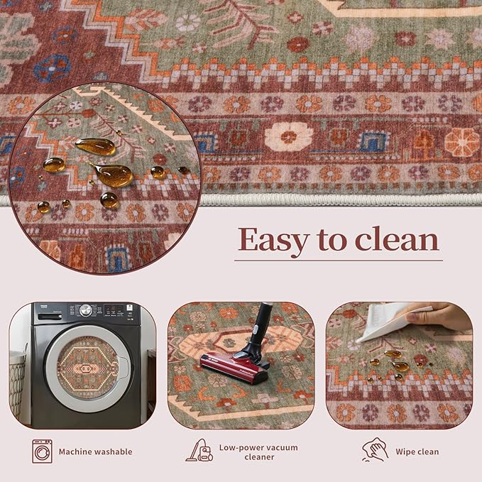 Ciicool Washable Non Slip Runner Rug, 2x6ft Hallway Rug Vintage Kitchen Carpet - Image 5