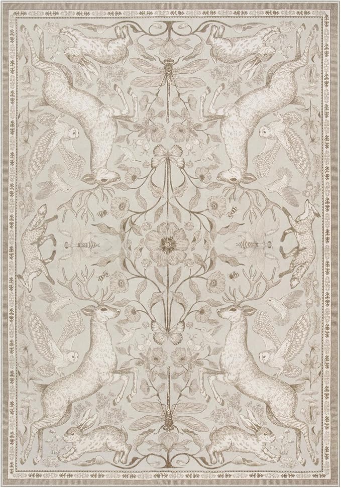 Lahome Boho Animal 6x9 Washable Living Room Area Rugs, Botanical Large Boho Non - Image 9