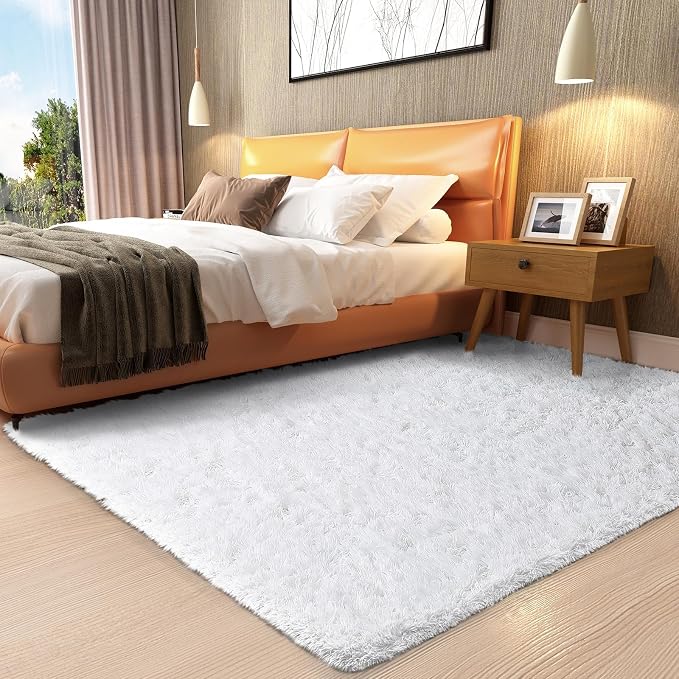 Ophanie White Rugs for Bedroom Fluffy, Girls Kids Baby Shaggy Shag Fuzzy Soft by Ophanie