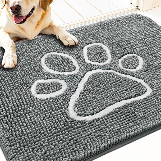 OLANLY Dog Door Mat for Muddy Paws 30x20, Paw Print Design, Absorbs Moisture by OLANLY