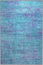 Abstract 6x9 Area Rug, Modern Teal Purple Throw Rugs - Image 5