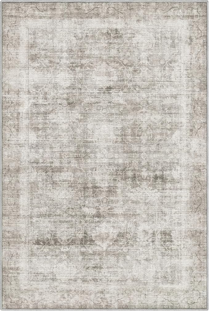 LUMI 8x10 Washable Area Rug for Living Room, Ultra Soft Modern Neutral Grey - Image 3