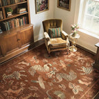 Moynesa Orange 5x7 Bedroom Rugs, Vintage Peacock Floral Washable Area Rugs - Image 9