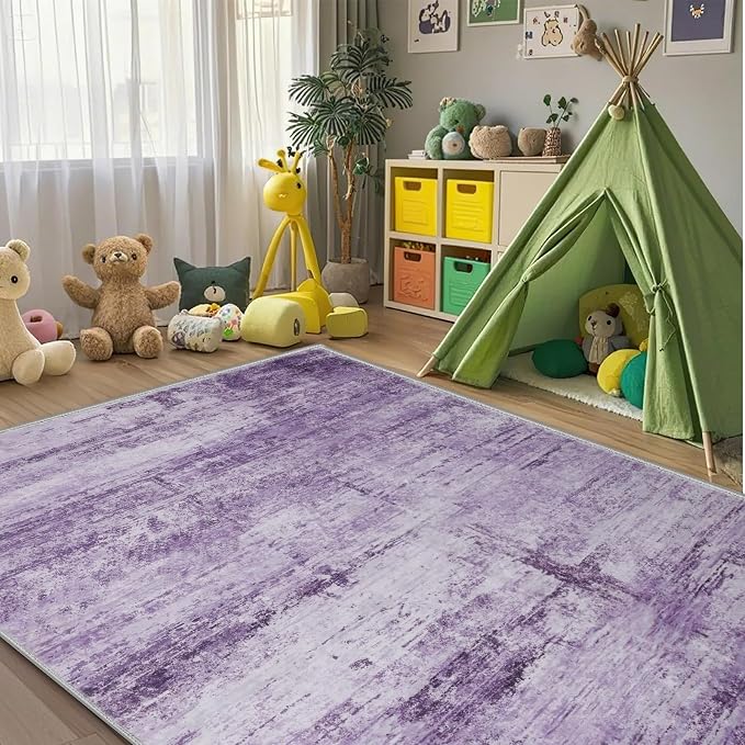 Abstract 5x7 Area Rug for Living Room Dining Room Office Bedroom Purple Grey - Image 8