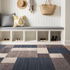 Rugshop Contemporary Blue Geometric Boxes Non-Slip Area Rug Non-Shedding - Image 10