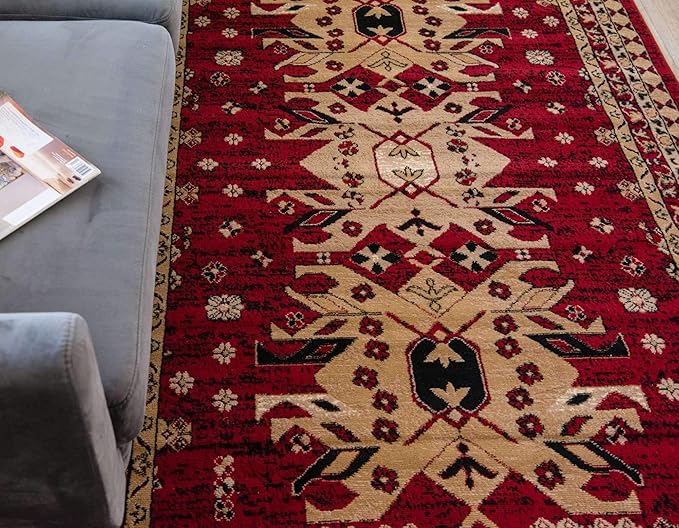 Unique Loom Taftan Collection Border Geometric Tribal Inspired Design Area Rug - Image 6
