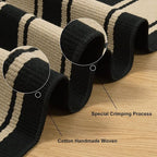 Striped Outdoor Rug 3'x5', Cotton Hand Woven Rug Front Door Mat, Washable - Image 3