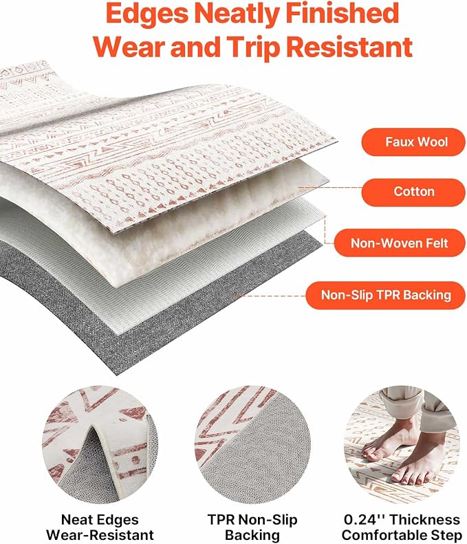 VEVOR 6 x 9 ft Area Rug Large Washable Rug Non-Slip and Tear-Resistant Soft - Image 6