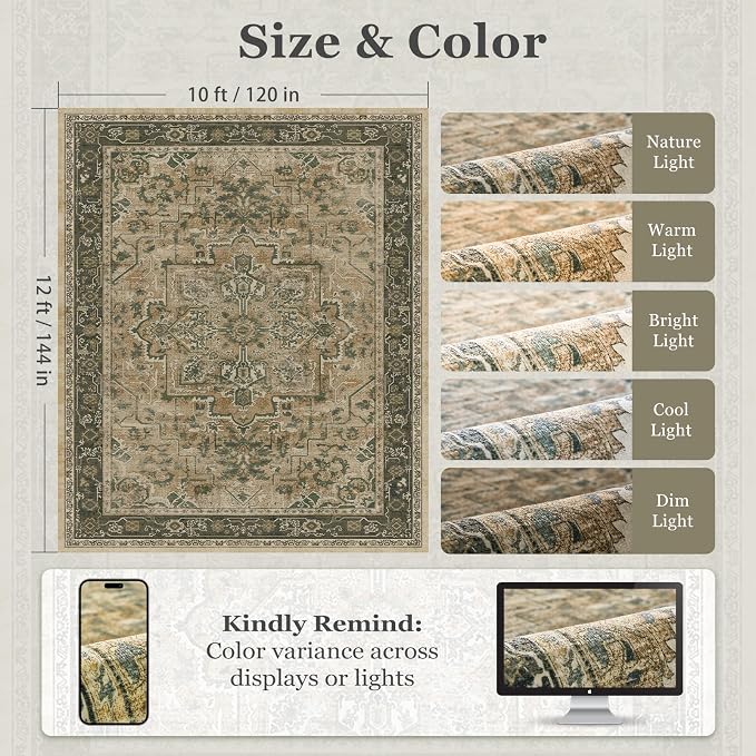 Large Area Rugs 10x12, Living Room Bedroom Carpet Extra Large Size Washable Non - Image 2