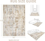 Area Rugs 8x10 Living Room: Washable Rug Modern Abstract Large Rugs Soft Non - Image 2
