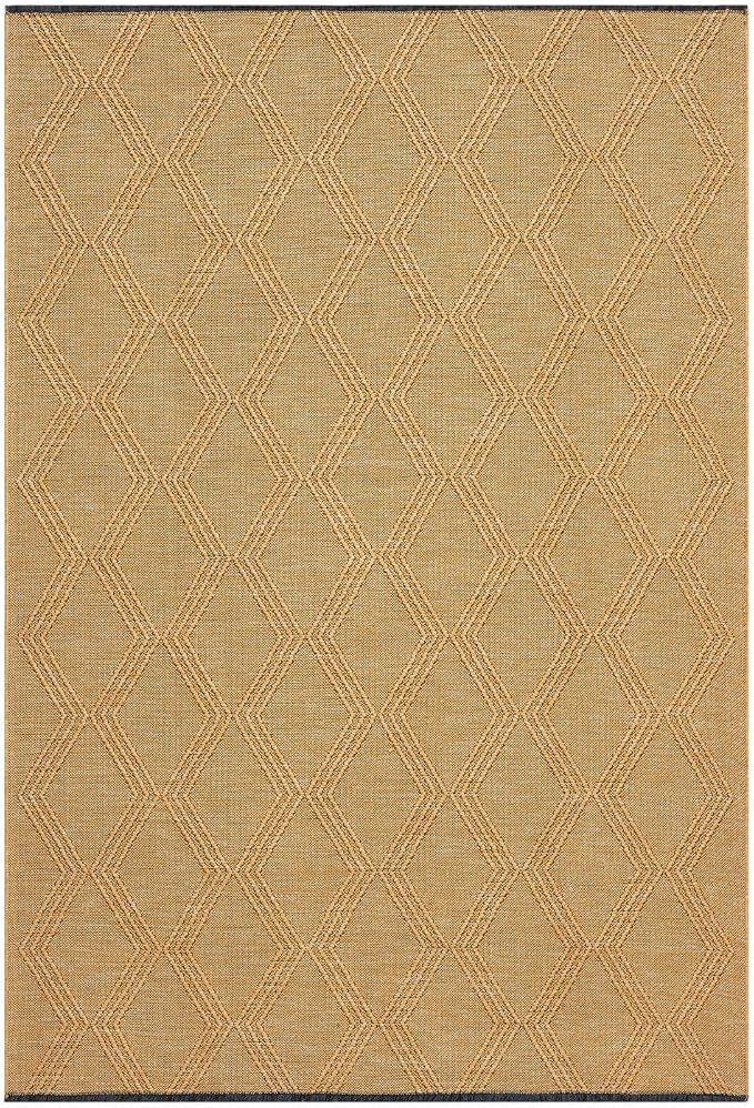 LUXE WEAVERS Modern Farmhouse Yellow 5x7 Washable Area Rug, Anti-Slip Diamond - Image 3