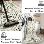 Wonnitar Moroccan Washable Rugs 5x7, Large White Tribal Area Rug - Image 4