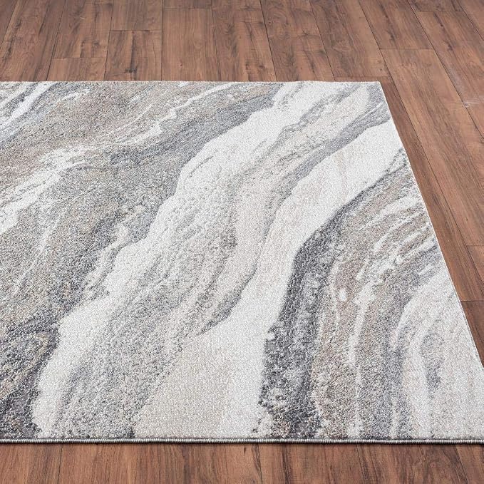 LUXE WEAVERS Lagos Collection 7983 Grey 4x5 Art Deco Area Rug - Image 8
