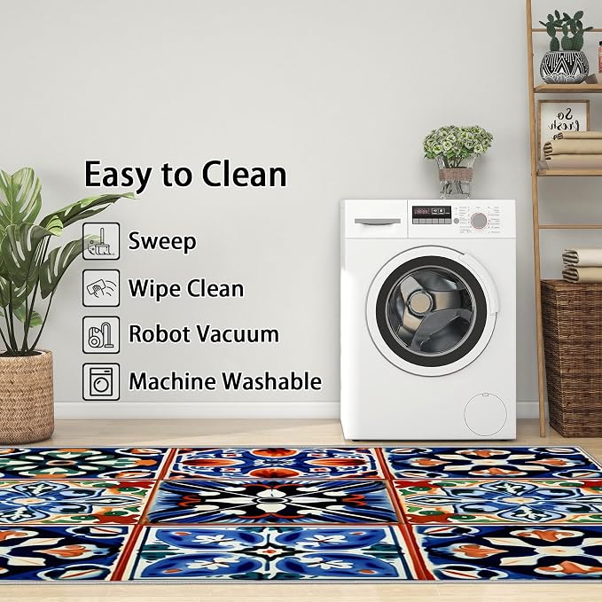 Moroccan Trellis Rugs 8x10 -Moroccan Tile Rug, 6x8 ft, Colorful Trellis - Image 6