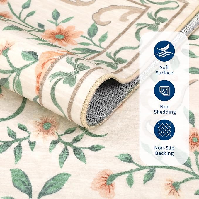 GarveeHome Washable Floral Area Rug 5x7 - Image 5