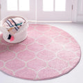 Rugs.com Lattice Frieze Collection Rug – 8' Round Light Pink Medium Rug Perfect by Rugscom