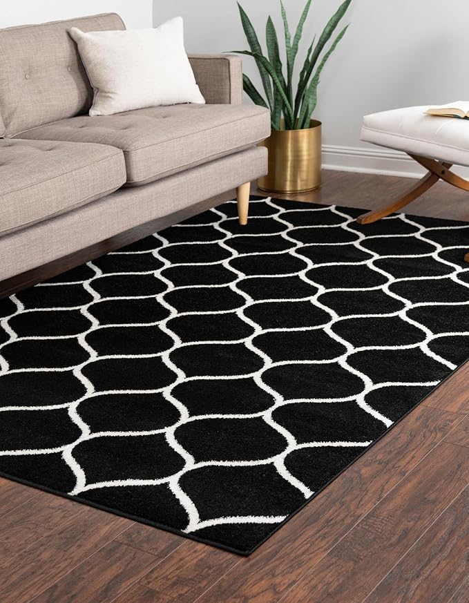 Rugs.com Lattice Frieze Collection Rug – 3' 3 x 5' 3 Black Medium Rug Perfect - Image 2